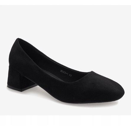 Musta mokkanahkainen pumppu H343-1-pylväässä 1 Musta mokkanahkainen pumppu H343-1-pylväässä 1