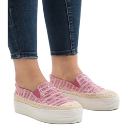 Vaaleanpunaiset espadrilles -lenkkarit GH001 -alustalla vaaleanpunainen 1