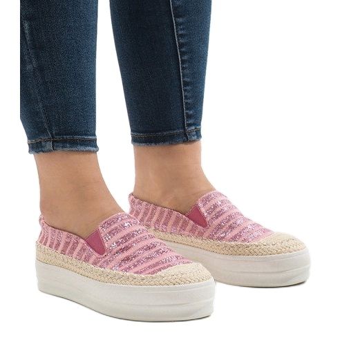 Vaaleanpunaiset espadrilles -lenkkarit GH001 -alustalla vaaleanpunainen 1