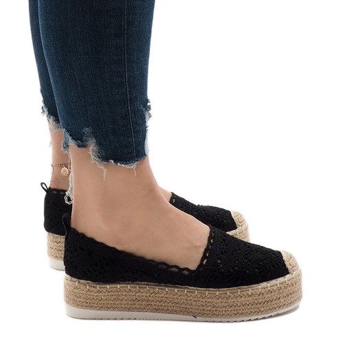 Mustat lenkkarit espadrillit 7801-P-alustalla 1
