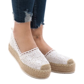 Valkoiset lenkkarit espadrillit 7801-P-alustalla valkoinen 1