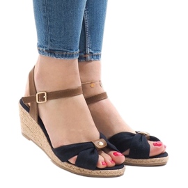 Tummansininen kiila sandaalit espadrilles 1484-13 ruskea 1