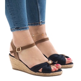 Tummansininen kiila sandaalit espadrilles 1484-13 ruskea 2