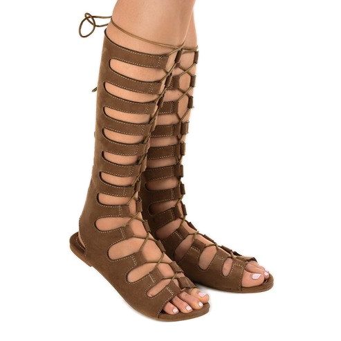 Ruskeat litteät gladiaattorisandaalit 289-9 1