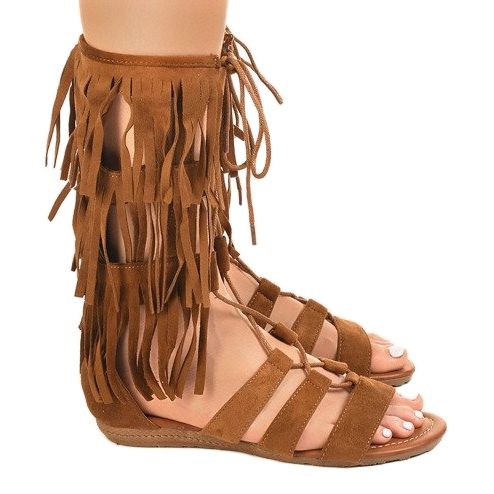 Ruskeat litteät gladiaattorisandaalit D-41 1