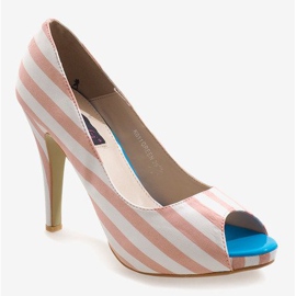 Vaaleanpunaiset avokengät K011 valkoinen vaaleanpunainen 1