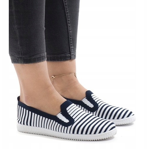 XJ-2909 tummansiniset raidalliset lenkkarit valkoinen laivastonsininen 1