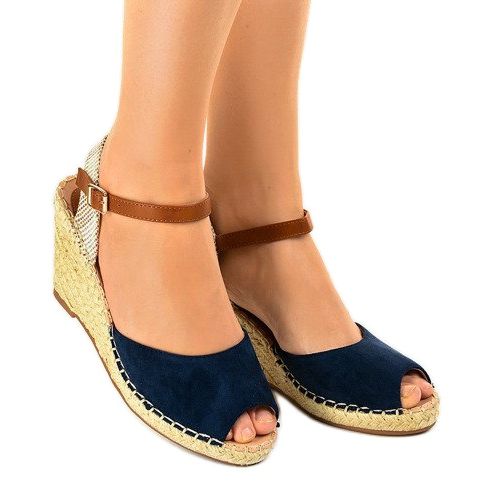 Tummansininen kiila sandaalit 2895 musta 1