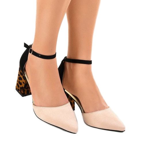 Beige mokkanahkaiset korkokengät FR276 ruskea musta 1