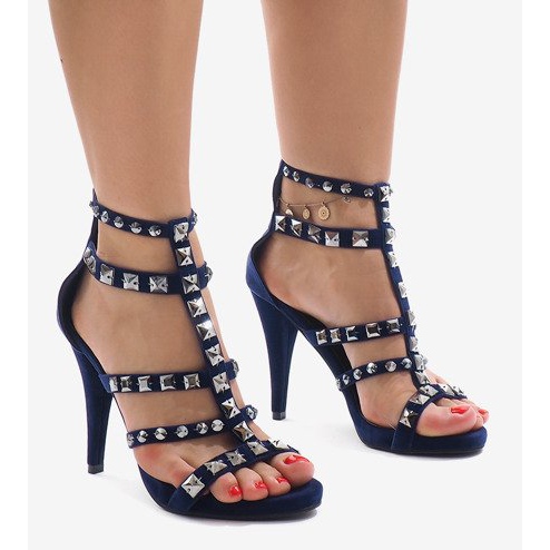 Sininen sandaalit kantapää mokka GH083-6 laivastonsininen 1