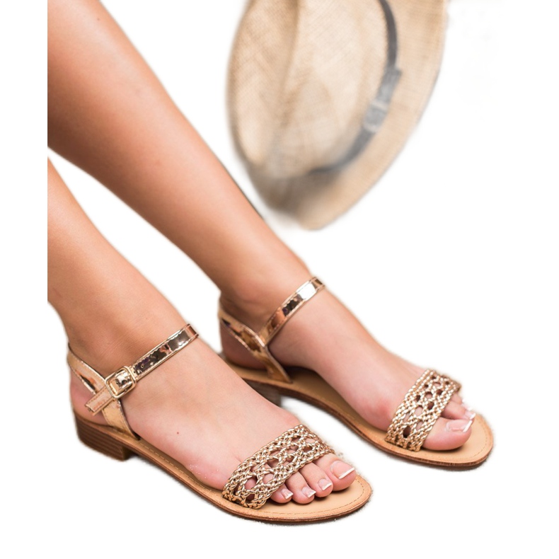 SHELOVET Punotut korkokengät sandaalit keltainen 2