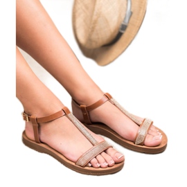 Forever Folie Sandaalit, joissa on kuutiomainen zirkonia ruskea 1