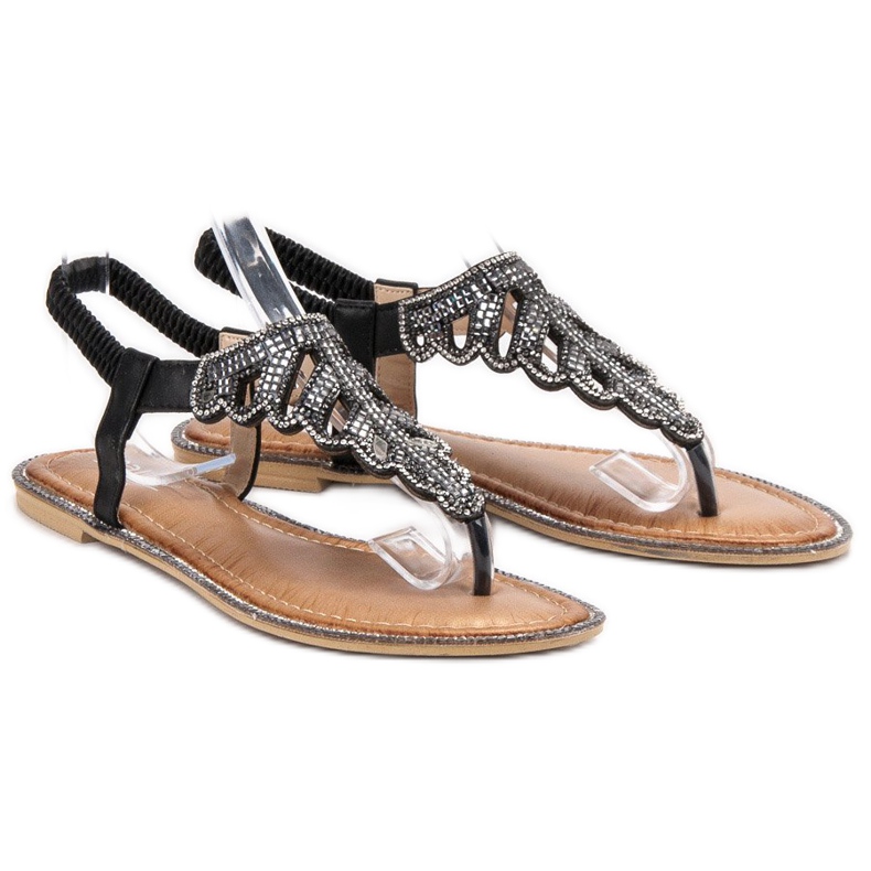 SHELOVET Varvastossut kristalleilla musta 1