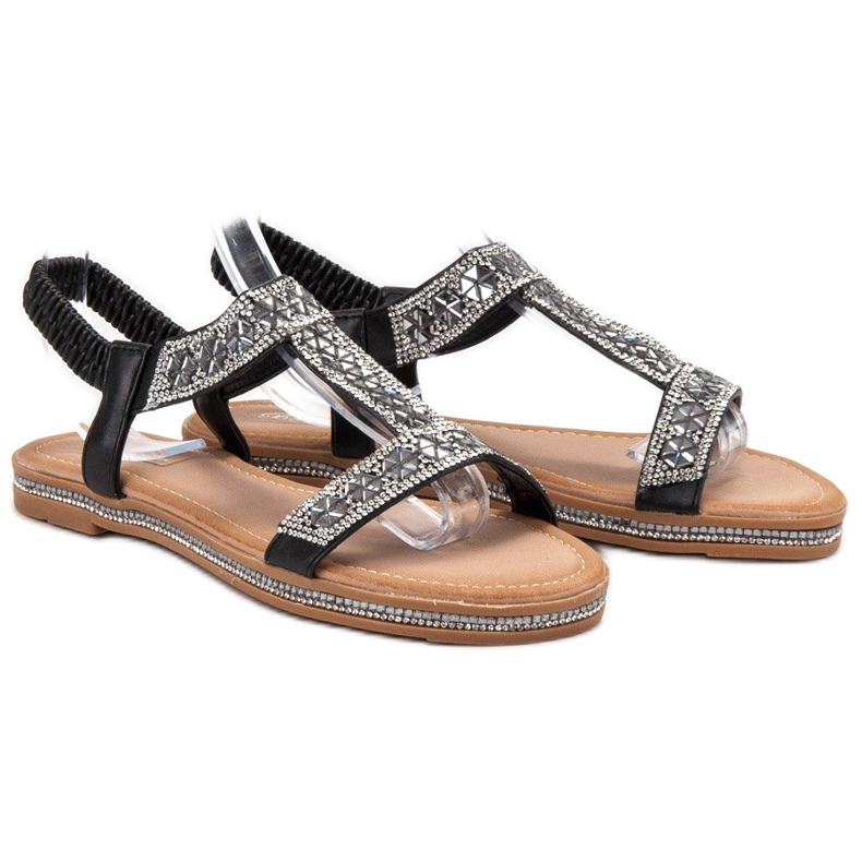 Bello Star Sisustetut mustat sandaalit 1