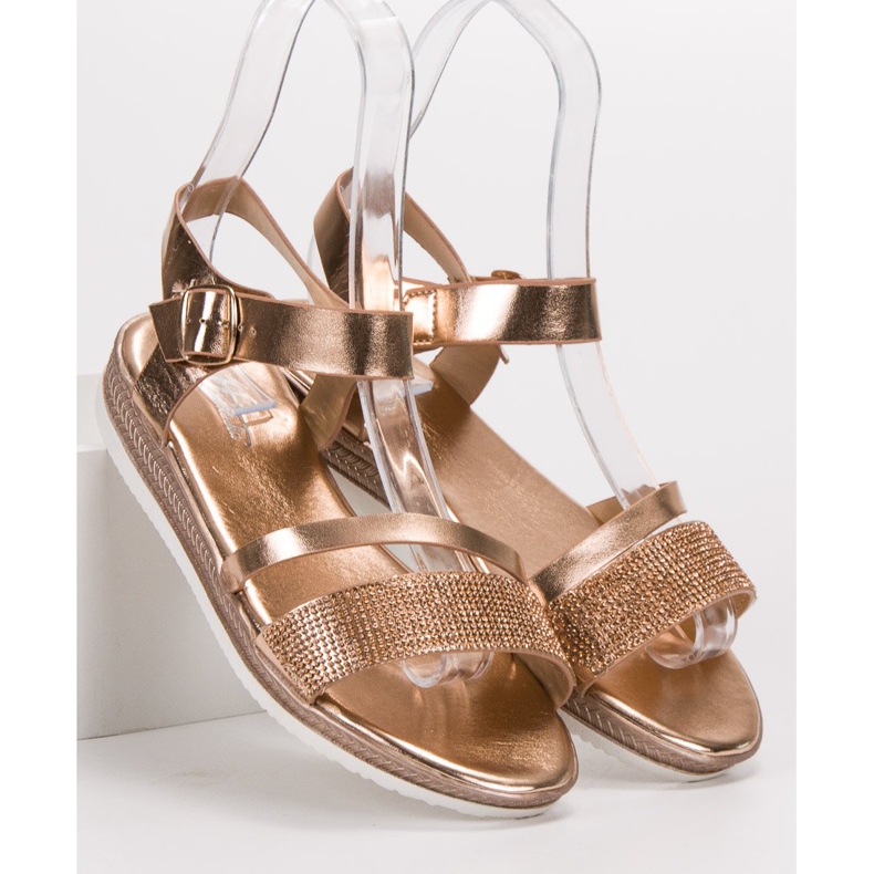 SHELOVET Muodikkaat sandaalit, joissa on kuutiometriä zirkonia vaaleanpunainen keltainen 1