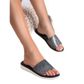 Fashion Muodikkaat kiiltävät tossut musta 2