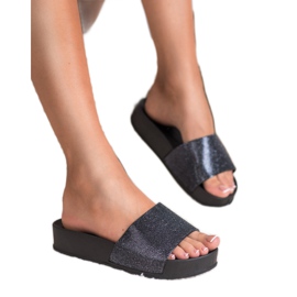 SHELOVET Kumiset tohvelit alustalla musta 1