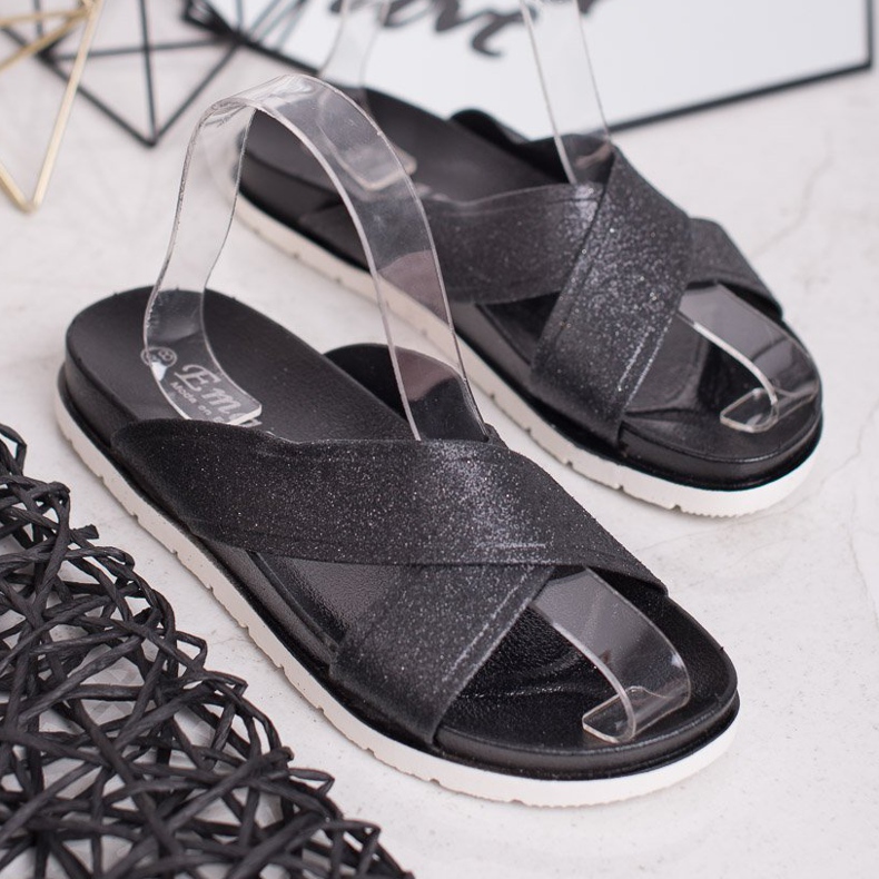 Emaks Mustat tossut glitterillä 2