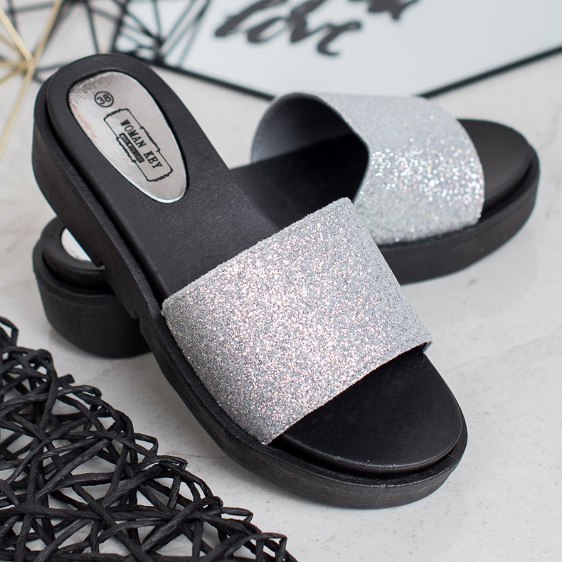 SHELOVET Kumiset kiilatossut harmaa 1