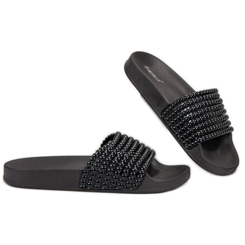 Bestelle Kumiset tossut helmillä musta 1