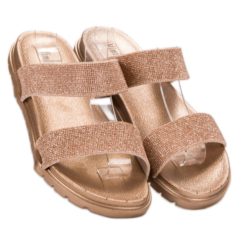 SHELOVET Kumiset tohvelit glitterillä keltainen 1