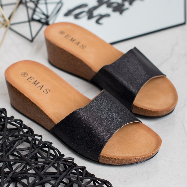 SHELOVET Glitter -kiilatossut musta 1