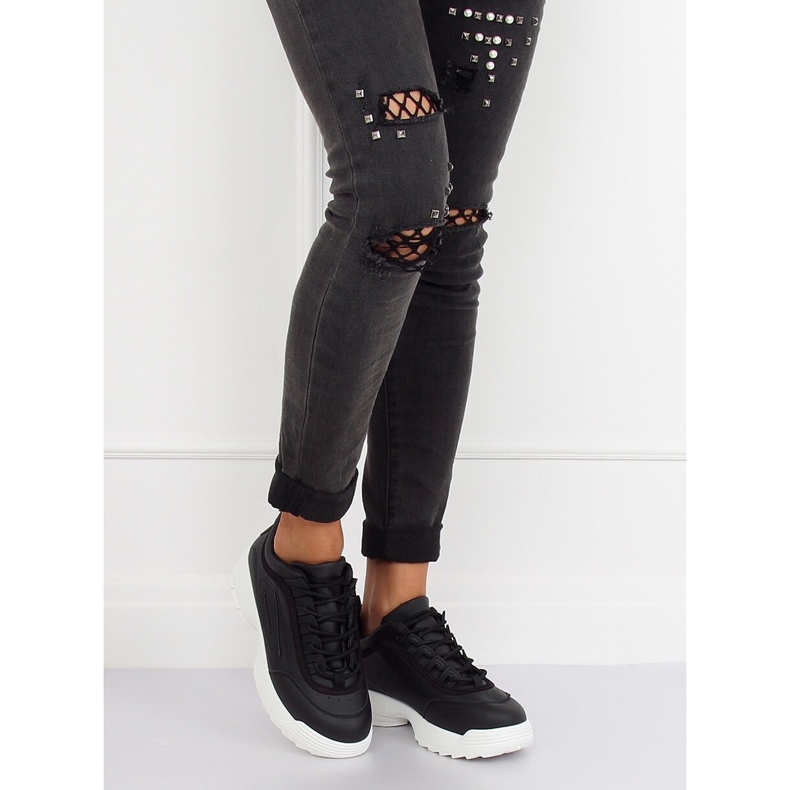 Mustat urheilukengät D1909 MUSTA / VALKOINEN 1