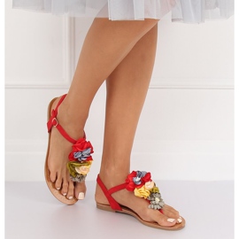 Varvastossut punaisilla kukilla L518 Punainen 2