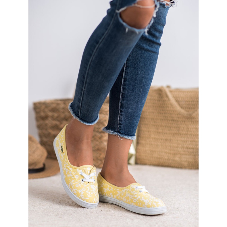 Tennarit, joissa on VICES -kuvio valkoinen keltainen 2