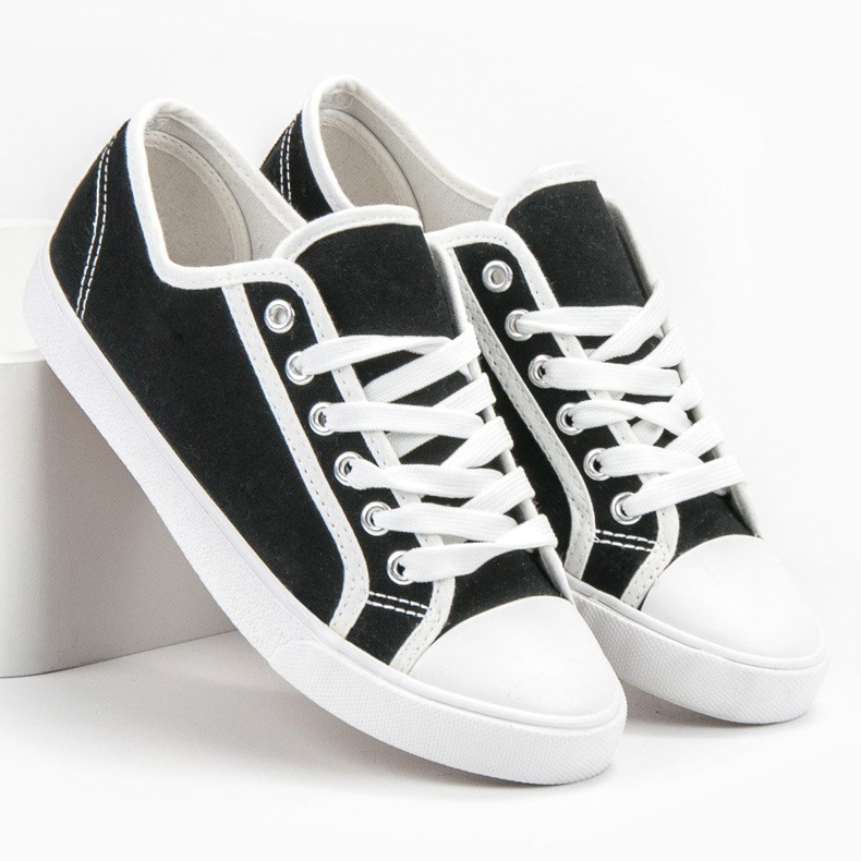 SHELOVET Matalat naisten lenkkarit valkoinen musta 2