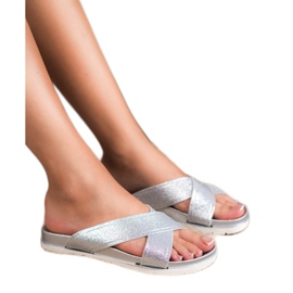 Emaks Hopeiset tossut glitterillä harmaa 1