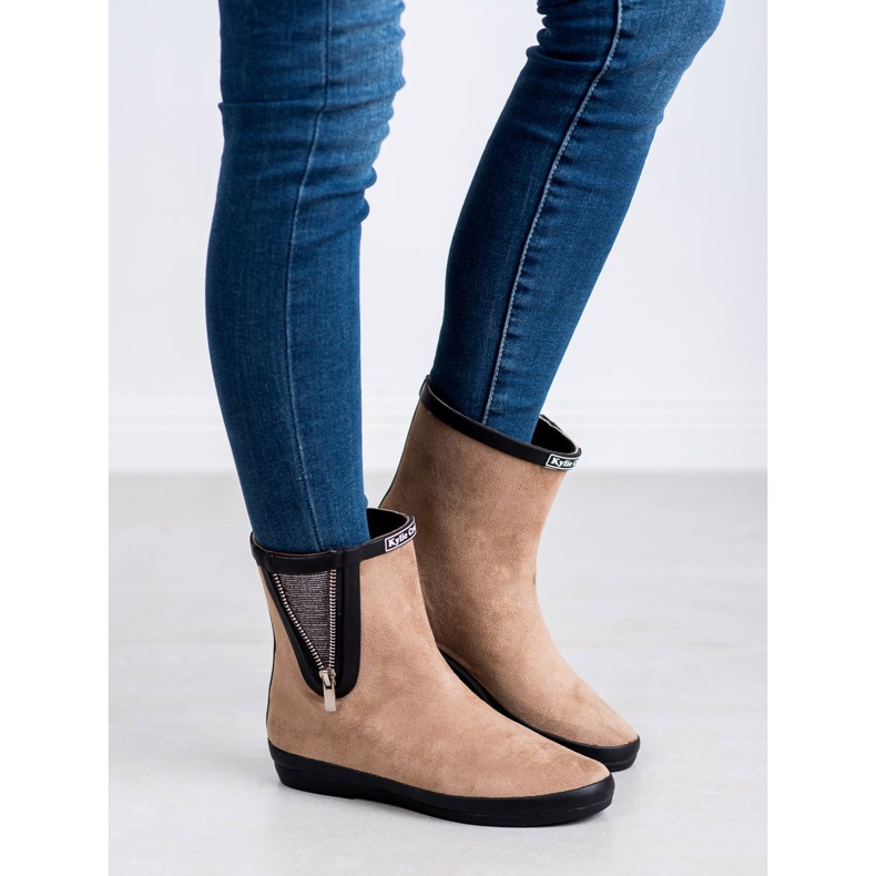 Kylie Suede Galoshes koristeellisella vetoketjulla beige 1