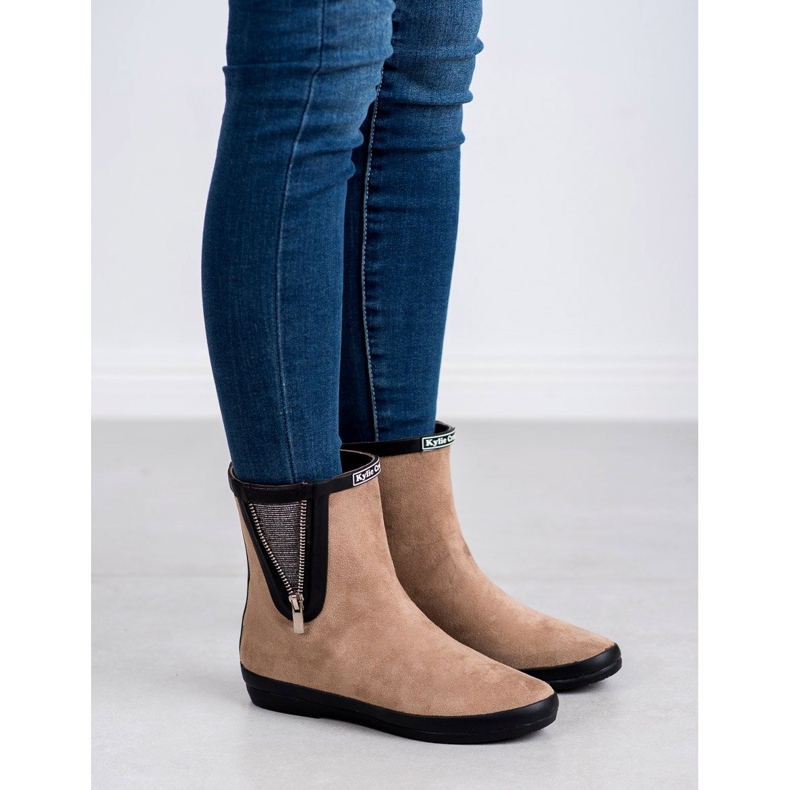 Kylie Suede Galoshes koristeellisella vetoketjulla beige 2