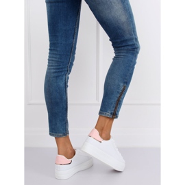 Lenkkarit korkealla pohjalla valkoinen ja vaaleanpunainen B0-31 WHITE / PINK 1