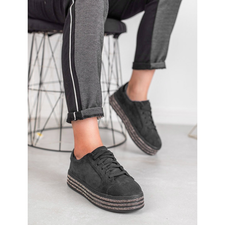 Bestelle Mokkanahkaiset urheilukengät musta 1