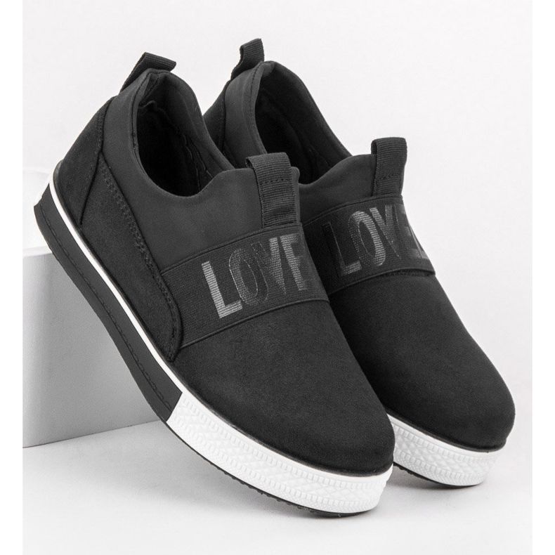 SHELOVET Suede Slip-On kengät musta 1