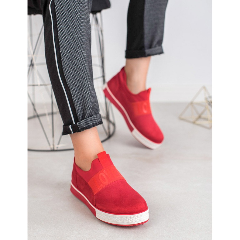 SHELOVET Suede Slip-On kengät punainen 1