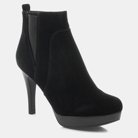 Saappaat korkokenkällä J0084-1 musta vetoketju 1