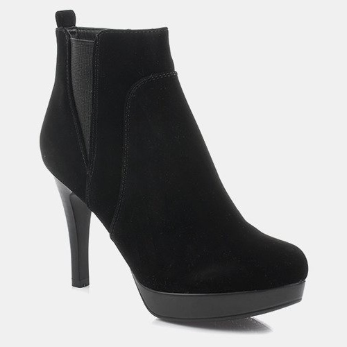 Saappaat korkokenkällä J0084-1 musta vetoketju 1