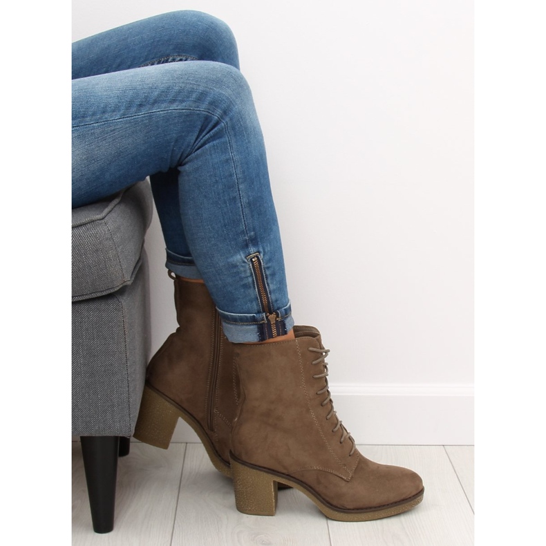 Ruskea 3638 Khaki-pitsi korkokengät 2