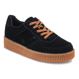 Musta Lace Up Creepers 7-K3568A 1