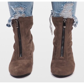 Khaki-mokkanahkaiset saappaat, joissa on FOZ-01-vetoketju monivärinen vihreä 1