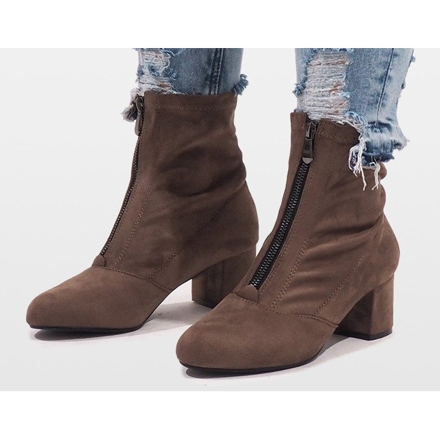 Khaki-mokkanahkaiset saappaat, joissa on FOZ-01-vetoketju monivärinen vihreä 2