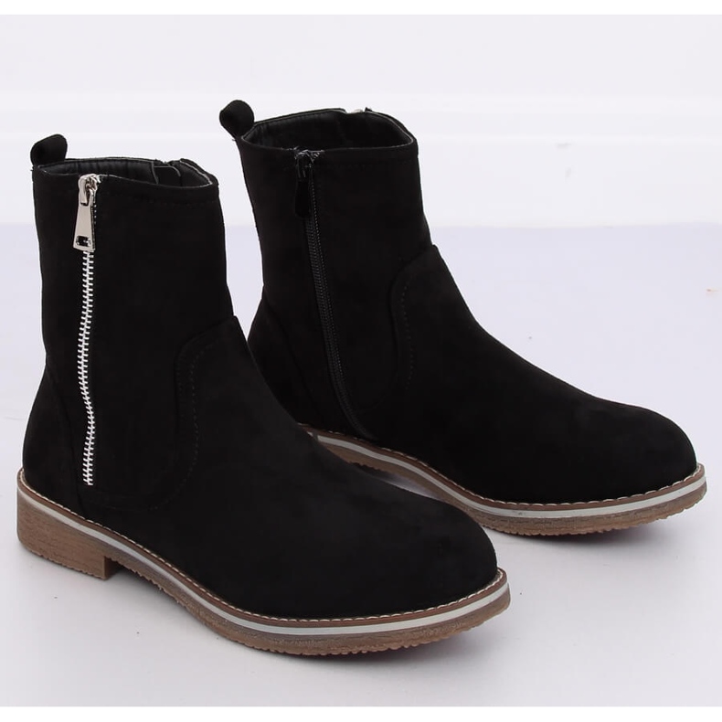 Mustat naisten litteät saappaat 0-255 Musta 1