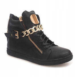 Korkeavartiset tennarit vetoketjulla 3346 musta keltainen 1