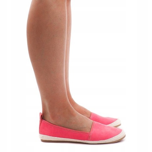 Mokkanahka ballerinat Espadrilles 889-103 Pinkki vaaleanpunainen 1