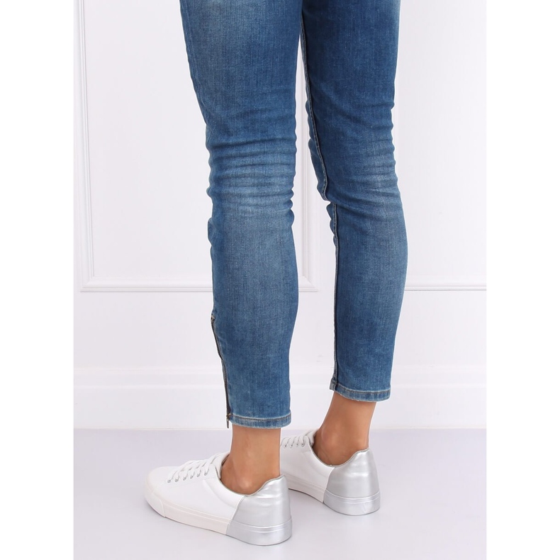 Naisten valkoiset ja hopeiset lenkkarit A88-29 W-SILVER valkoinen harmaa 1