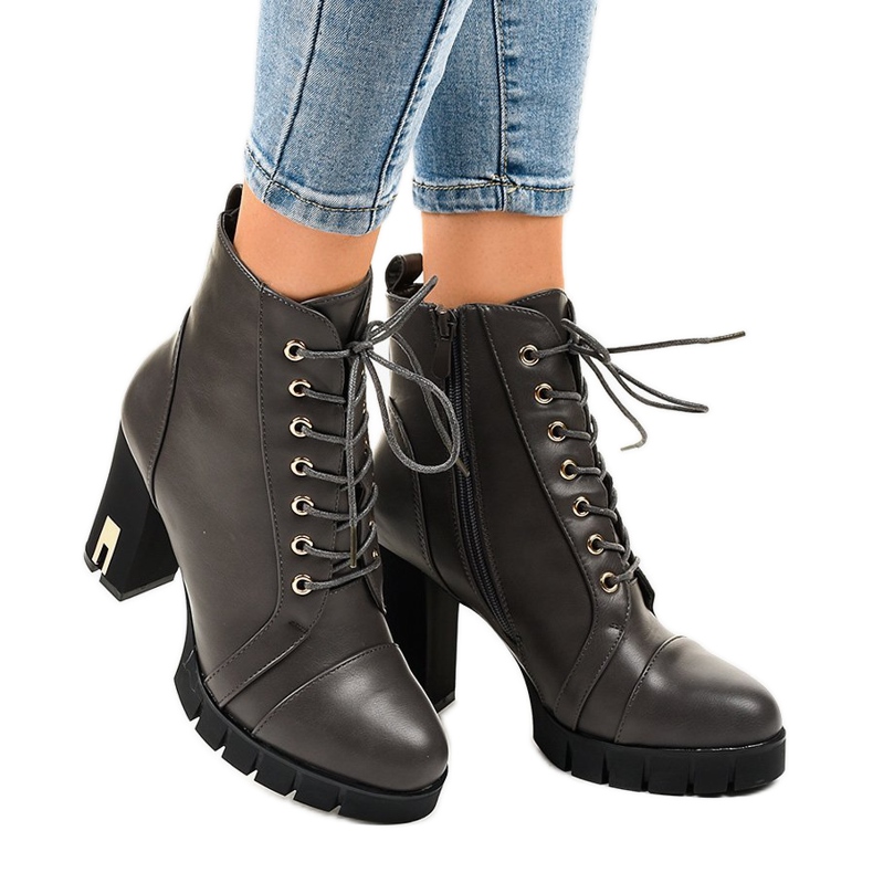 Lämpimät saappaat pylväässä, jossa on K-9925-vetoketju harmaa 2