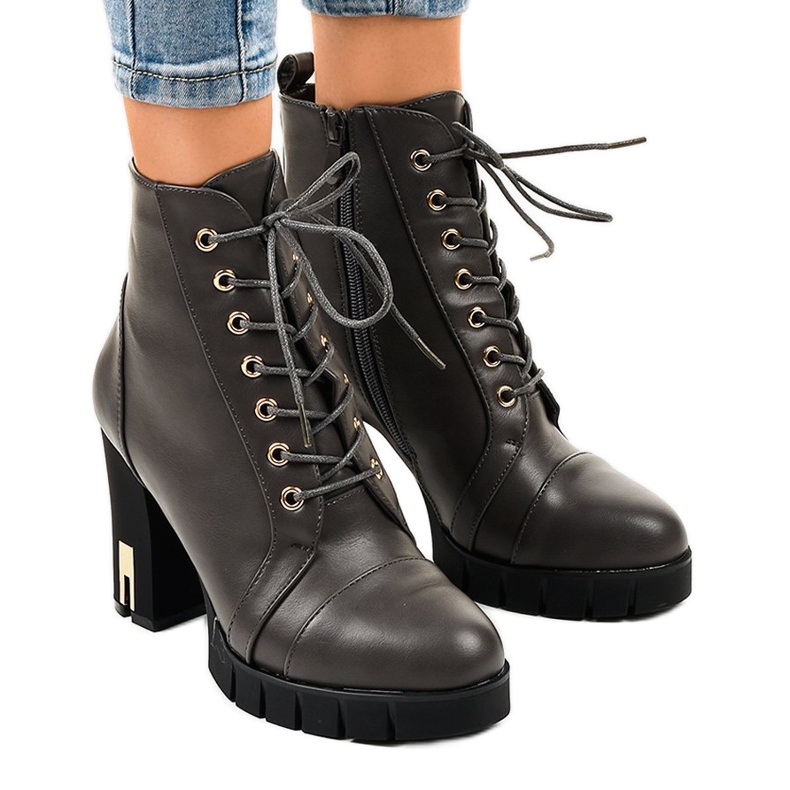 Lämpimät saappaat pylväässä, jossa on K-9925-vetoketju harmaa 1