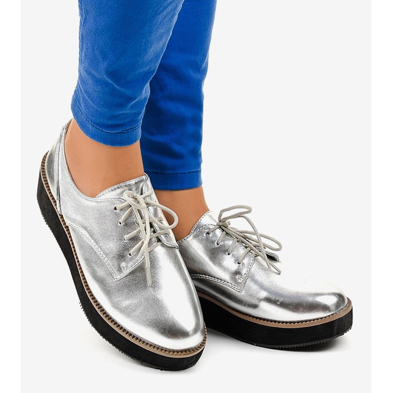 Hopeiset tyylikkäät nauhakengät 2017-1 harmaa 2